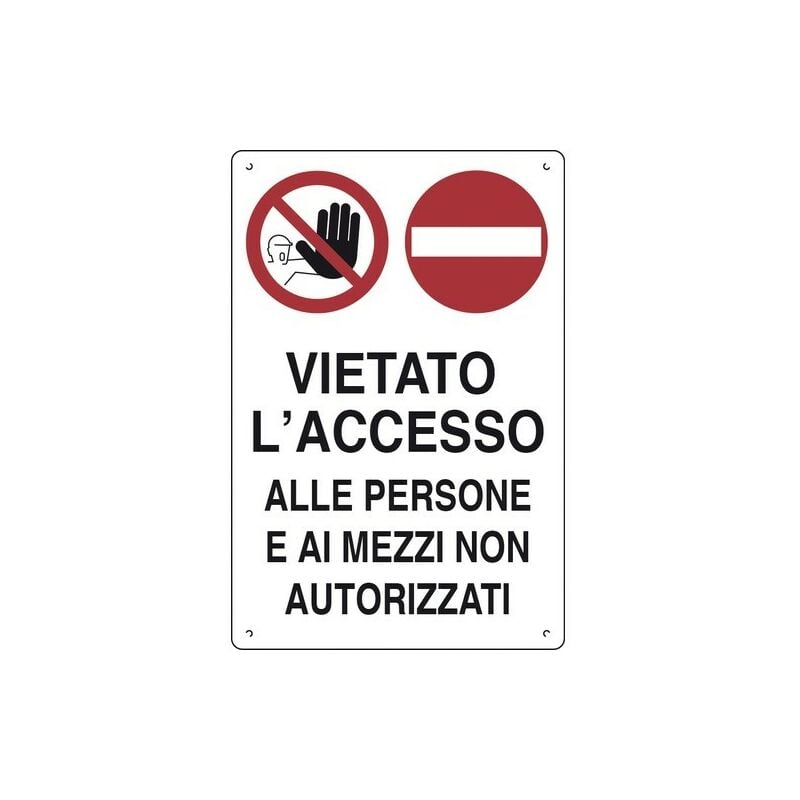Image of Vietato l'accesso alle persone e ai mezzi non autorizzati cartelli da cantiere polionda