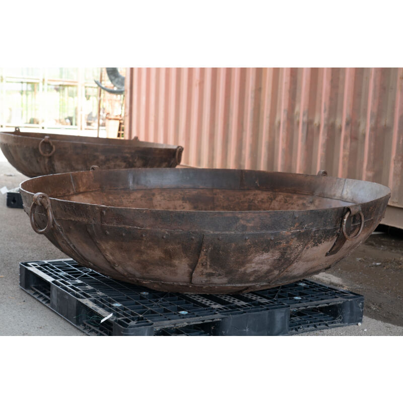 Biscottini - Brasero de jardin Barbecue brûleur à bois extérieur Poker Support en bois ancien récipient rustique en fer forgé