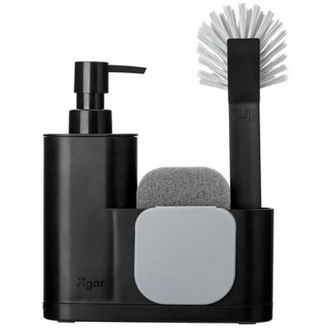 VIGAR Monobloc - Set di lavello, 4 pezzi, colore: nero, 350 milliliters, Plastic