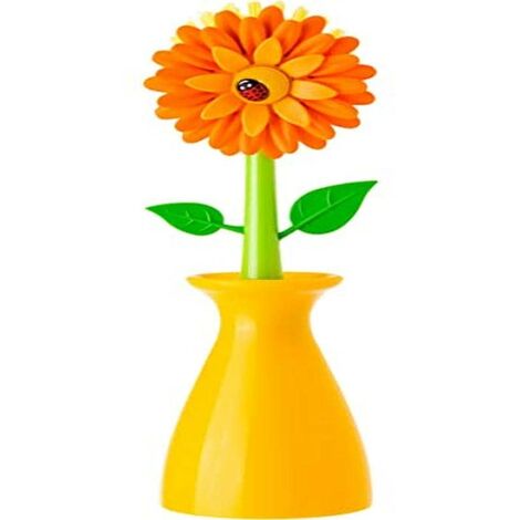 Vigar Florganic Orange Dish Brush With Vase