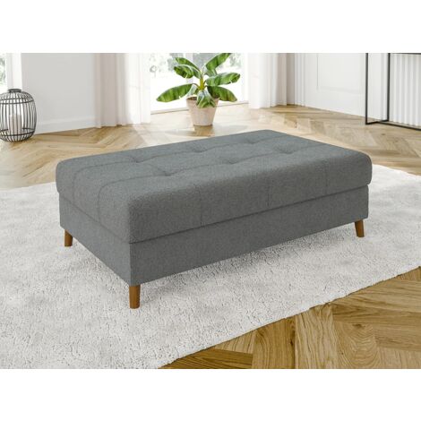Viggo - Hocker mit Braun Holzfüßen im skandinavischen Stil aus Grau Boucle-Stoff