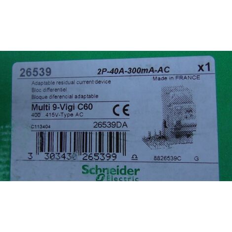 VIGI C60 2P 40A 300mA-AC SCHNEIDER 26539 Bloc Diff‚àö©rentiel