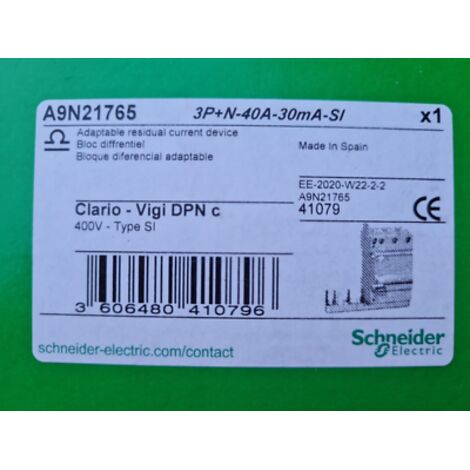 VIGI DPN 3P+N 40A 30mA-Si SCHNEIDER A9N21765 BLOC DIFFERENTIEL ( TG40 )
