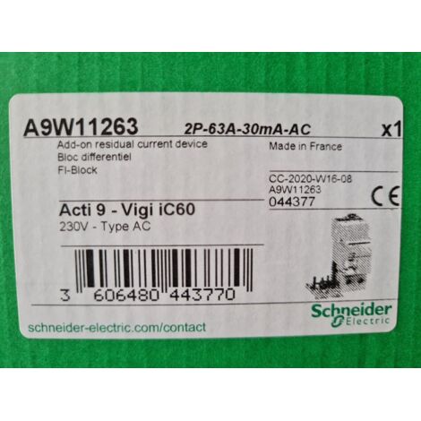 VIGI iC60 2P 63A 30mA-AC SCHNEIDER A9W11263 Bloc Diff‚àö©rentiel