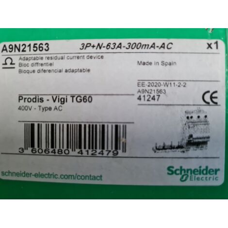 VIGI TG60  3P+N  63A 300mA-AC  SCHNEIDER A9N21563  Bloc Différentiel