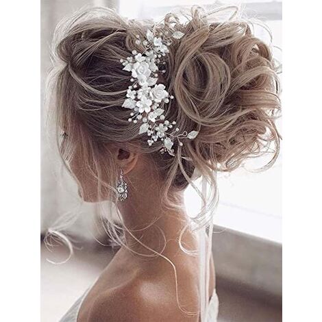 Vigne de cheveux mariage motif floral avec perles Serre-tête pour mariée pour femme et fille