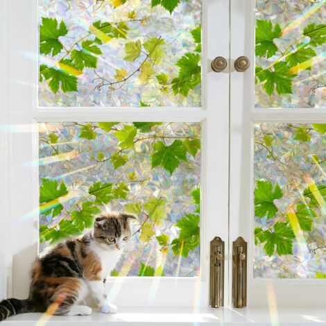 Vigne Verte Autocollant Vitre Feuilles de Plantes Anti Regards Film Fenêtre Film Électrostatique Vitre Décoratif Anti-Collision pour Fenêtre Maison Verre Porte Décoration, 40x100cm