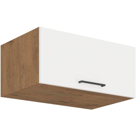 Vigo Aufsatzschrank Hochschrank 80 cm Eiche Lancelot Weiß Hochglanz Küchenzeile