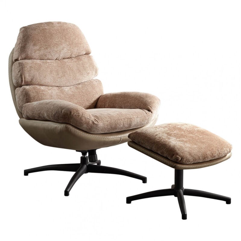 Altobuy - vigo - Fauteuil Pivotant avec Repose Pieds Bi-Matière Saumon