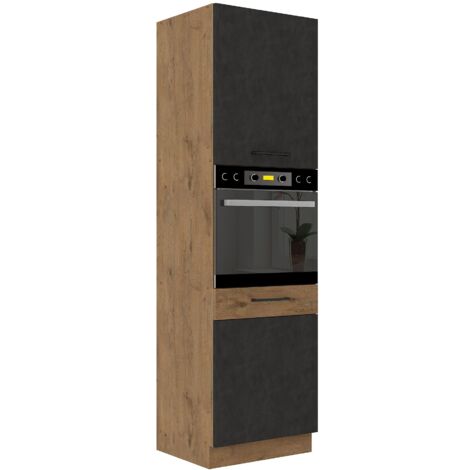 Vigo Hochschrank 60 cm Eiche Lancelot Matera Grau Küchenzeile Küchenblock Küche