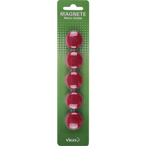 Vigo Magnete für Magnettafeln 5er Pack, rot, rund Magnettafel & Pinnwand
