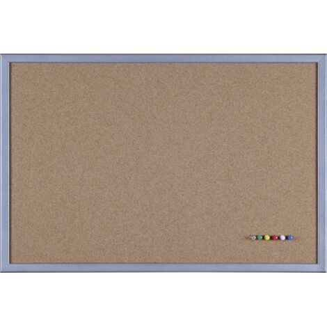 Vigo Pinnwand aus Kork, Rahmen silber, 60 x 40 cm, incl. 5 Pinnadeln Magnettafel & Pinnwand