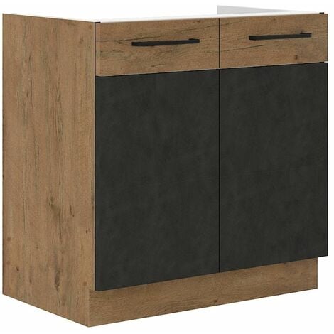 Vigo Spülenschrank 80cm Eiche Lancelot Matera Grau Küchenzeile Küchenblock Küche