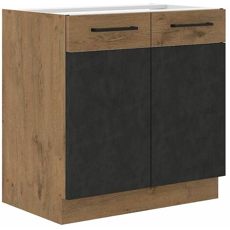 Vigo Unterschrank 80 cm Eiche Lancelot Matera Grau Küchenzeile Küchenblock Küche