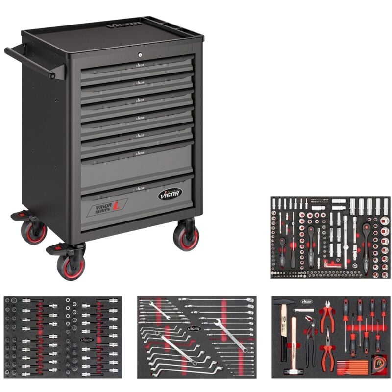 Image of Vigor - Werkstattwagen Series l, mit Sortiment, Anzahl Werkzeuge: 317