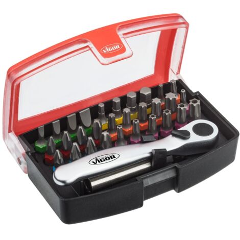 Vigor Bit Box mit Umschaltknarre 1/4-Zoll 32-teilig V5502