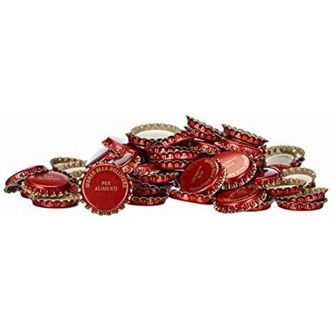 Vigor-Blinky Tappi Corona Rossi con Guarnizione per Bottiglia 100 Pezzi Diametro 26mm