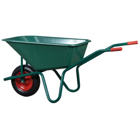 Vigor – Brouette de jardin 100 L – Charge maximale 150 kg – Acier galvanisé et cuve en polypropylène – Roue pneumatique 350x80 mm – Couleur verte - 100-Verte