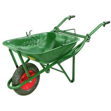 Vigor Carriola per Montacarico Tubolare Vasca Ferro Verniciato 75 L Bordo Antinfortunistico Chiuso Ruota Pneumatica 350x80
