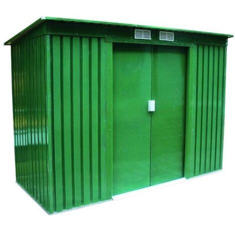 Vigor Casetta da Giardino in Lamiera Ambra 201x121x176 Porte Scorrevoli