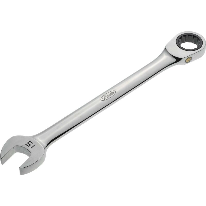 Ratcheting combination wrench ∙ long ∙ V1026 ∙ Profilo esagonale esterno, Profilo a doppio esagono esterno ∙ Size 15 mm