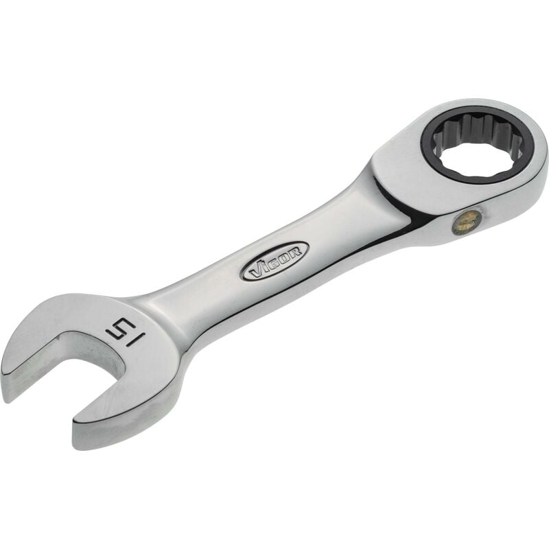 Ratcheting combination wrench ∙ short ∙ V2829 ∙ Profilo esagonale esterno, Profilo a doppio esagono esterno ∙ Size 15 mm
