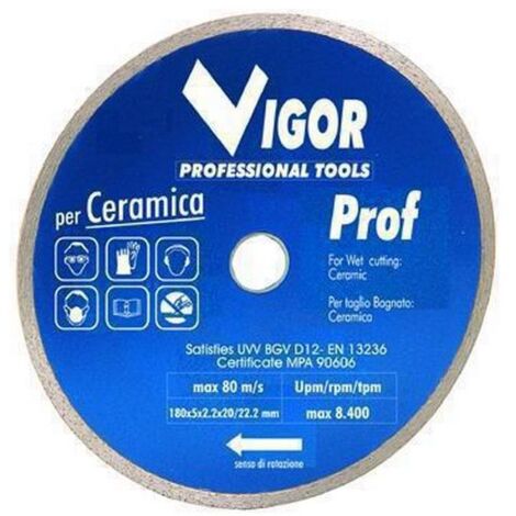 Vigor Dischi Diamantati Corona Continua Ramica Per Best-Quality Mm. 180X22