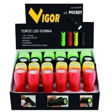Vigor Espositore Torce Led Colori Assortiti 24 Pezzi