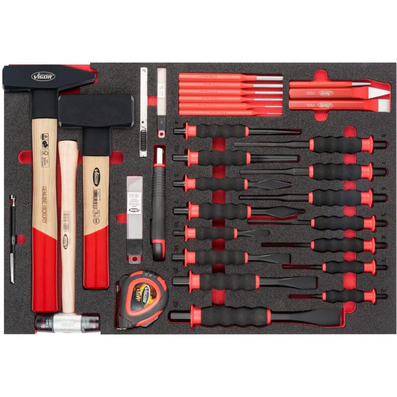 Image of VIGOR Hammer-, Meißel- und Splinttreiber Satz, 51-tlg., Anzahl Werkzeuge: 51