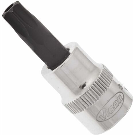 VIGOR Innenvierkant Antrieb 10 = 3/8 Zoll TX Schraubendreher-Einsatz Tamper-Resistant TX Profil V2194 Vierkant hohl 10 mm (3/8 Zoll) Tamper Resistant TX Profil T 45 H Gesamtlänge: 48 mm