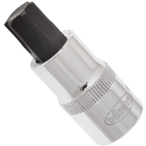 VIGOR Innenvierkant Antrieb 12,5 = 1/2 Zoll TX Schraubendreher-Einsatz Innen TX Profil V2159 Vierkant hohl 12,5 mm (1/2 Zoll) Innen TX Profil T 60 Gesamtlänge: 55 mm