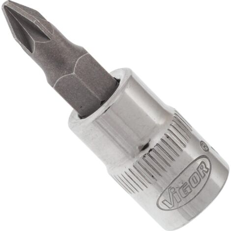 VIGOR Innenvierkant Antrieb 6,3 = 1/4 Zoll Schraubendreher-Einsatz Pozidriv-Profil (PZ) V2439N ∙ Vierkant hohl 6,3 mm (1/4 Zoll) ∙ Pozidriv Profil PZ ∙ PZ 1 ∙ Gesamtlänge: 38 mm