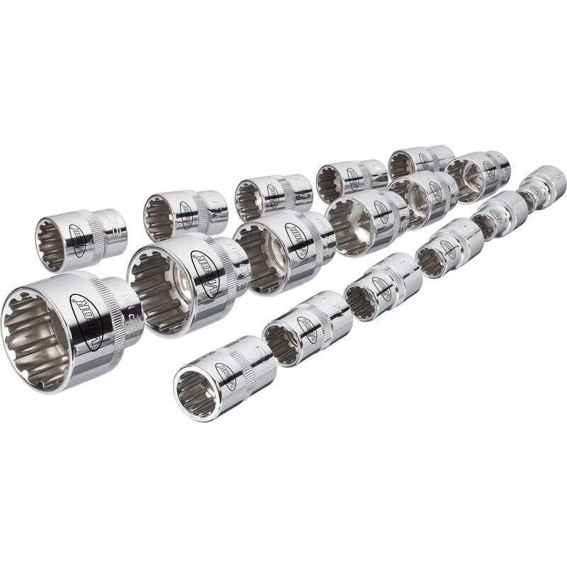 Jeu de douilles à profil multiple ∙ V1898 ∙ Carré creux 1/2 pouce (12,5 mm) ∙ Profil de multifonction ∙ 17 pièces ∙ 10 – 32 ∙ Nombre d'outils : 17