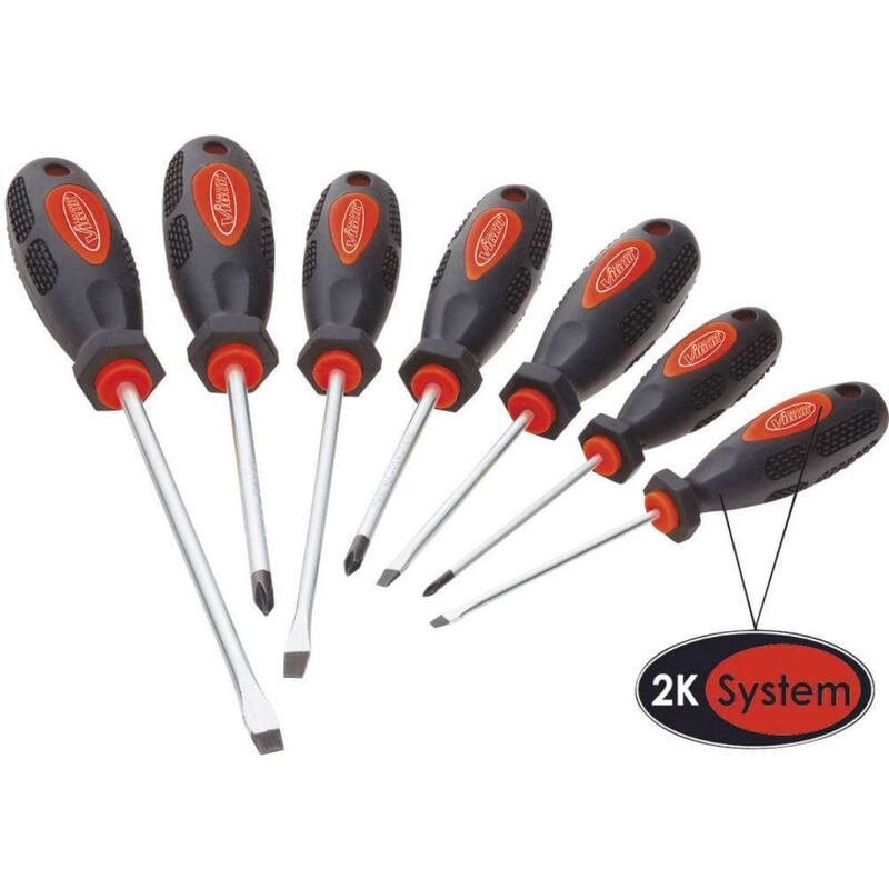 Pour l'atelier Jeu de tournevis 7 pièces vis à fente, cruciforme Phillips - Vigor