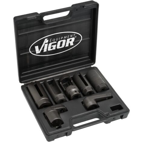 VIGOR Lambdasonden Satz, 3/8 (10 mm) Vierkant hohl, 1/2 (12,5 mm) Vierkant hohl, Außen Doppelsechskant Profil, Außen Sechskant Profil, 7-tlg., Anzah