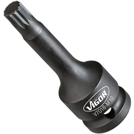 VIGOR Schlagschrauber Schraubendrehereinsatz, 1/2 (12,5 mm) Vierkant hohl, Innen Vielzahn Profil XZN, SW M10
