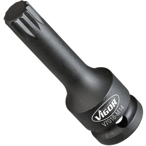 VIGOR Schlagschrauber Schraubendrehereinsatz, 1/2 (12,5 mm) Vierkant hohl, Innen Vielzahn Profil XZN, SW M14