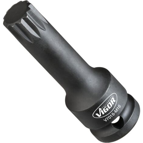 VIGOR Schlagschrauber Schraubendrehereinsatz, 1/2 (12,5 mm) Vierkant hohl, Innen Vielzahn Profil XZN, SW M16