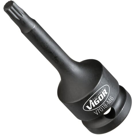 VIGOR Schlagschrauber Schraubendrehereinsatz, 1/2 (12,5 mm) Vierkant hohl, Innen Vielzahn Profil XZN, SW M6