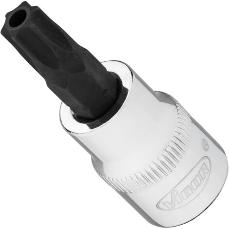 VIGOR Schraubendrehereinsatz, 3/8 (10 mm) Vierkant hohl, Tamper Resistant TORX Profil, SW T45H