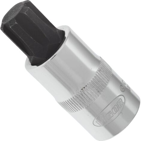 VIGOR Schraubendrehereinsatz, V2210, 1/2 (12,5 mm) Vierkant hohl, Innen Keilprofil Ribe-CV, SW M14