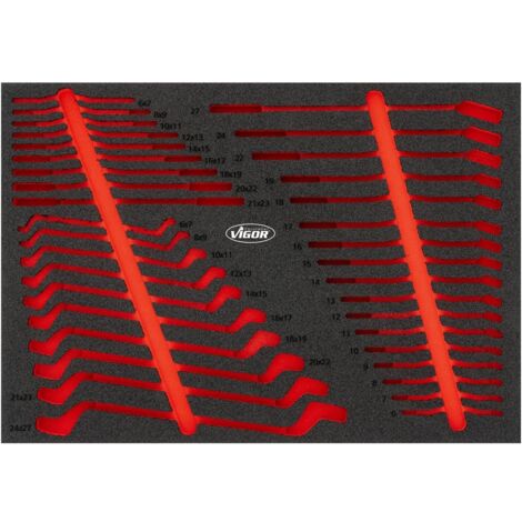 VIGOR Schraubenschlüssel-Einlage, leer, L, L x B x H: 563 mm x 393 mm x 35 mm, Art.Nr. V6643N-L