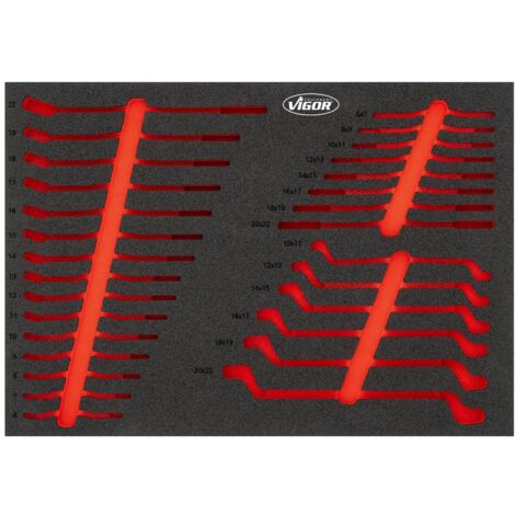VIGOR Schraubenschlüssel-Einlage, leer, L, L x B x H: 563 mm x 393 mm x 35 mm, Art.Nr. V6726N-L