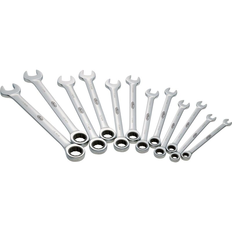 Ratcheting combination wrench set ∙ long ∙ V1031 ∙ Profilo esagonale esterno, Profilo a doppio esagono esterno ∙ 8 – 19 ∙ Numero utensili: 12