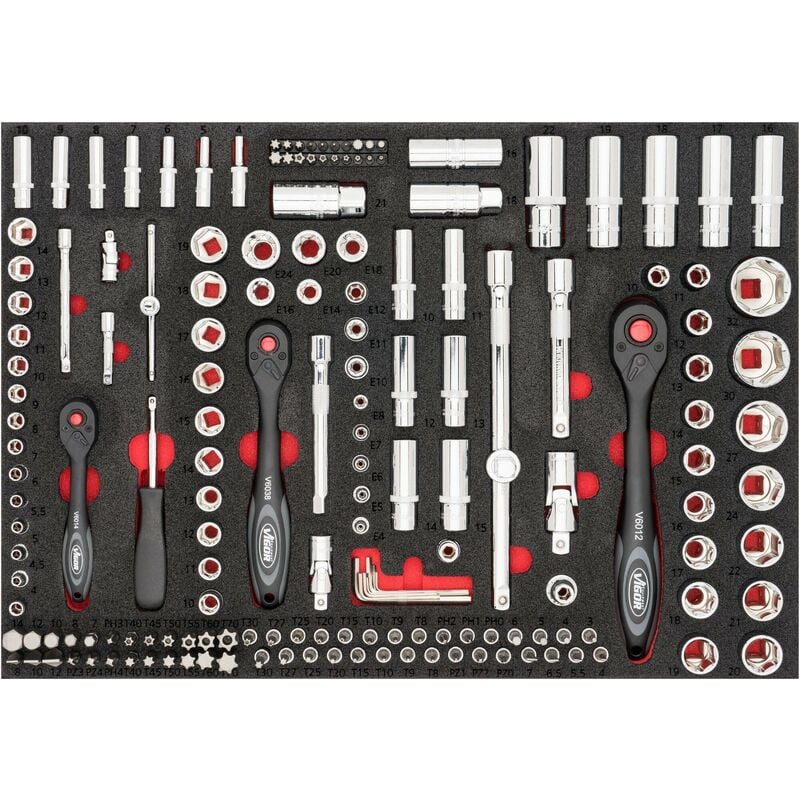 Socket tool set ∙ V4188 ∙ Attacco quadro, cavo, 1/4 di pollice (6,3 mm), Attacco quadro, cavo, 3/8 di pollice (10 mm), Attacco quadro, cavo, 1/2 di