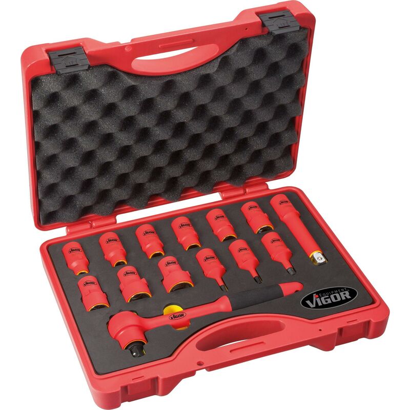 Vigor - vde socket set ∙ V3343 ∙ Attacco quadro, cavo, 1/2 di pollice (12,5 mm) ∙ Profilo esagonale esterno, Profilo esagonale interno ∙ 5 – 24 ∙