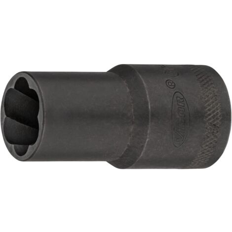 VIGOR Spiralnutenausdreher-Einsatz, 1/2 (12,5 mm) Vierkant hohl, Außen Schraubenausdreher Profil, SW 15 mm