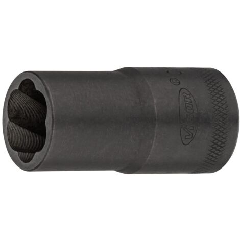 VIGOR Spiralnutenausdreher-Einsatz, 1/2 (12,5 mm) Vierkant hohl, Außen Schraubenausdreher Profil, SW 16 mm