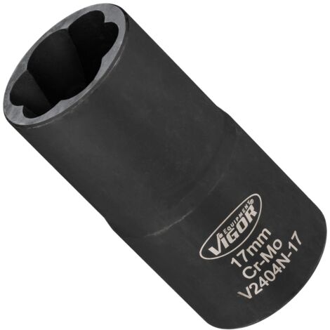 VIGOR Spiralnutenausdreher-Einsatz, 1/2 (12,5 mm) Vierkant hohl, Außen Schraubenausdreher Profil, SW 17 mm