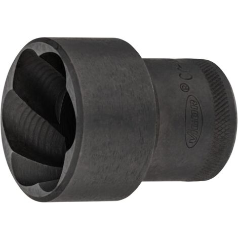 VIGOR Spiralnutenausdreher-Einsatz, 1/2 (12,5 mm) Vierkant hohl, Außen Schraubenausdreher Profil, SW 32 mm